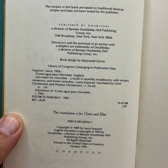 Like Water for Chocolate Laura Esquirel Hardcover DoubleDay - Picture 7 of 7